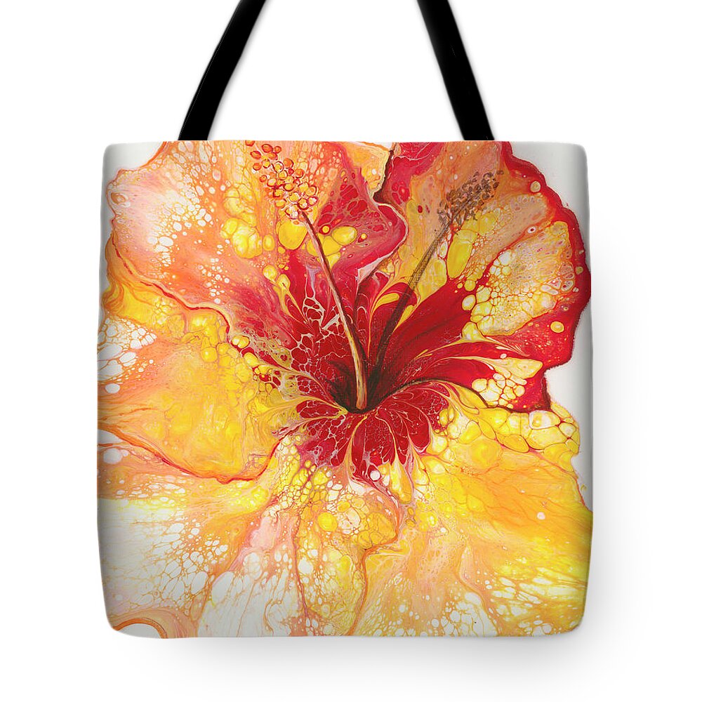 Hibiscus Tote Bag featuring the painting Yellow and Red Hibiscus by Darice Machel McGuire