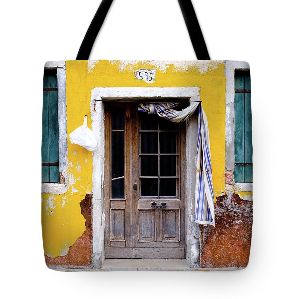 Italy Tote Bag featuring the photograph Yellow Doorway by Nicole Young