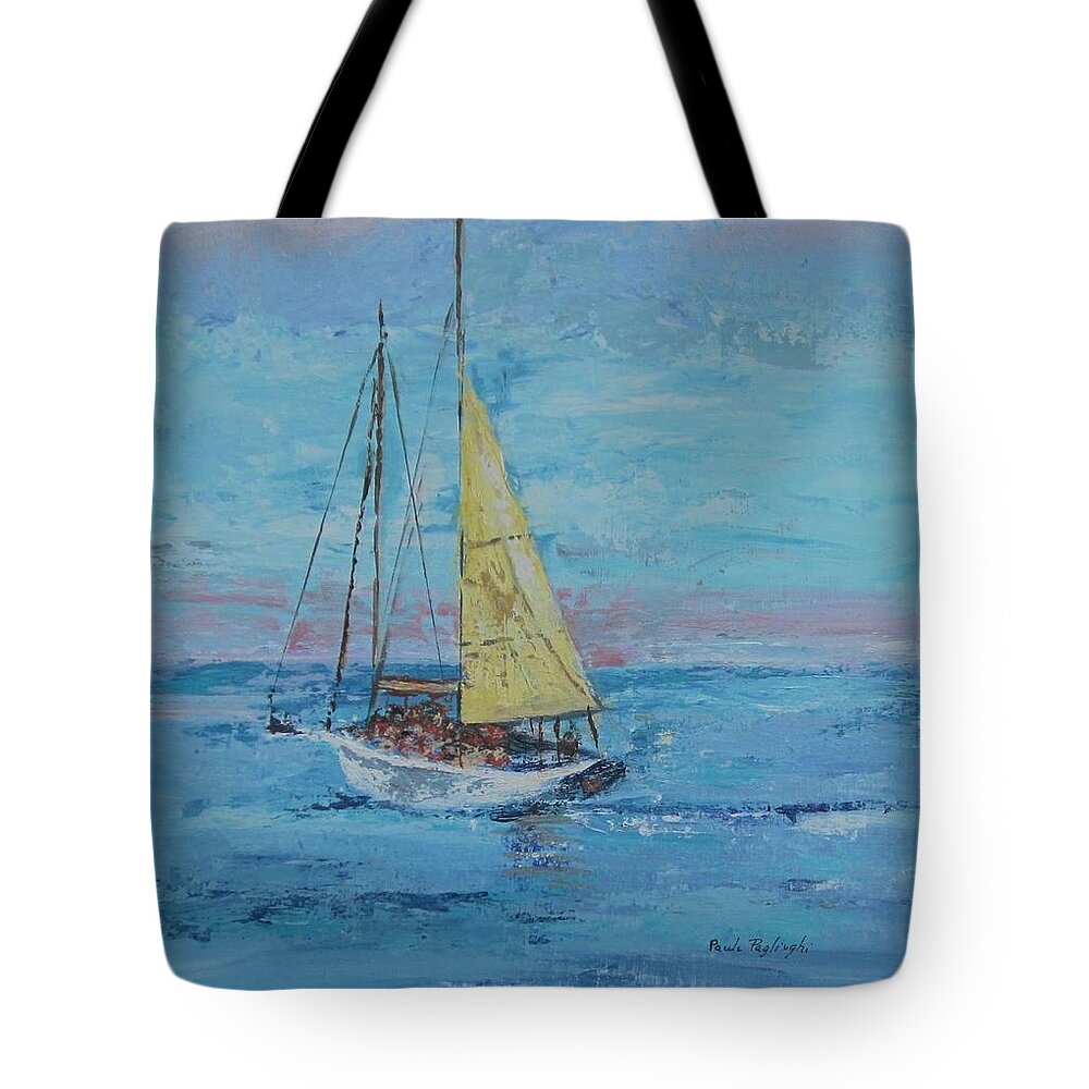 Painting Tote Bag featuring the painting Yellow Sail by Paula Pagliughi