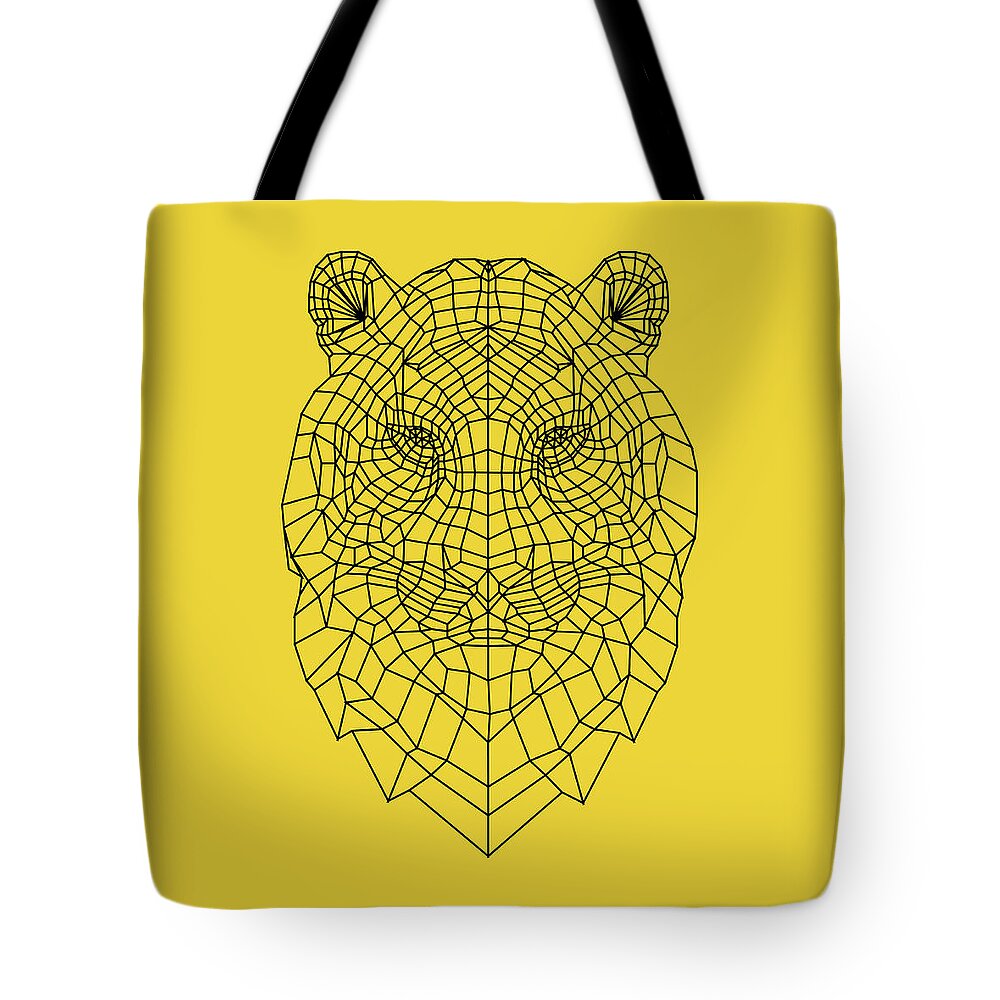 Tiger Tote Bag featuring the digital art Yellow Tiger by Naxart Studio