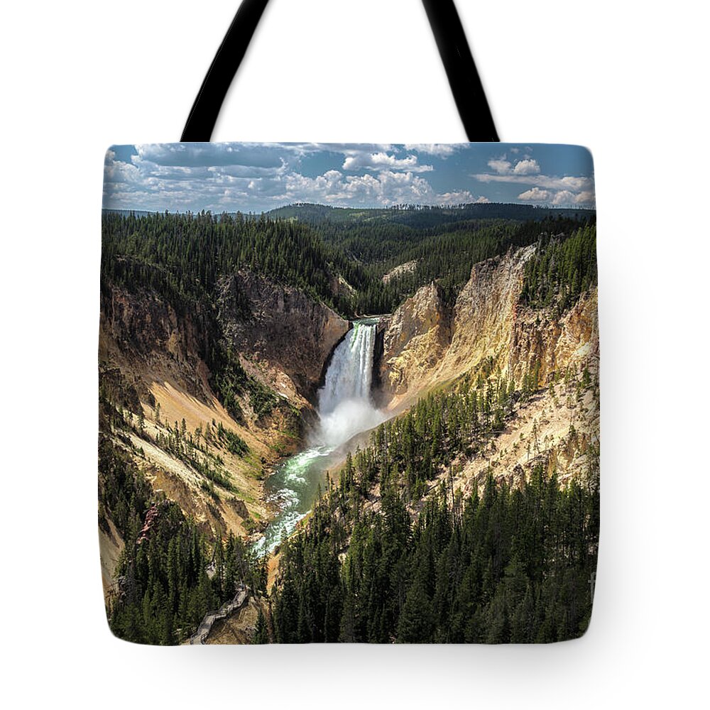 Scenics Tote Bag featuring the photograph Yellowstone - Lower Falls by Steven Blackmon