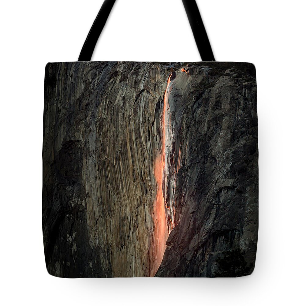 Fire Falls Tote Bag featuring the photograph Yosemite Fire Falls by Gary Geddes