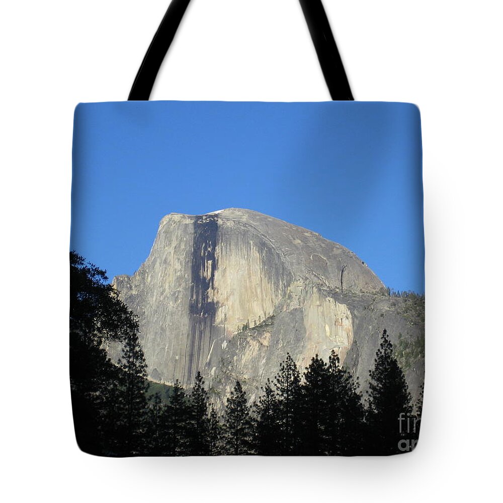 Yosemite Tote Bag featuring the photograph Yosemite National Park Half Dome Rock Close Up View on A Clear Day by John Shiron