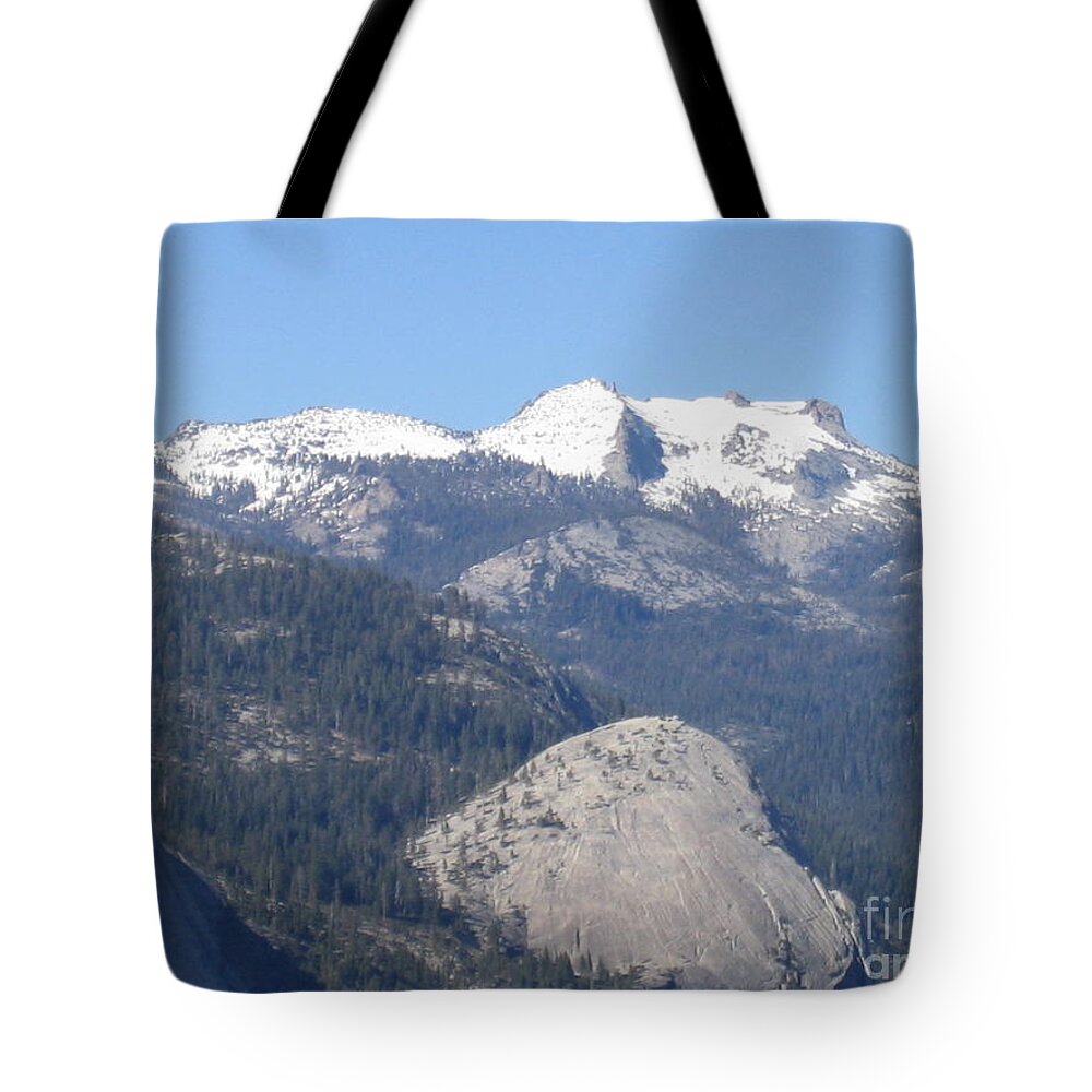 Yosemite Tote Bag featuring the photograph Yosemite National Park Panoramic View Snow Capped Mountains by John Shiron