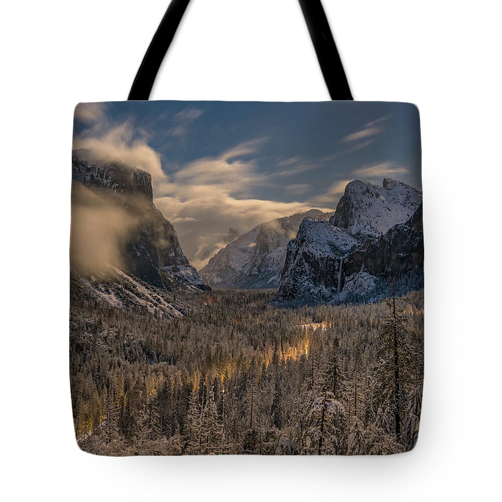 Yosemite Tote Bag featuring the photograph Yosemite Valley by Moonlight by Kenneth Everett