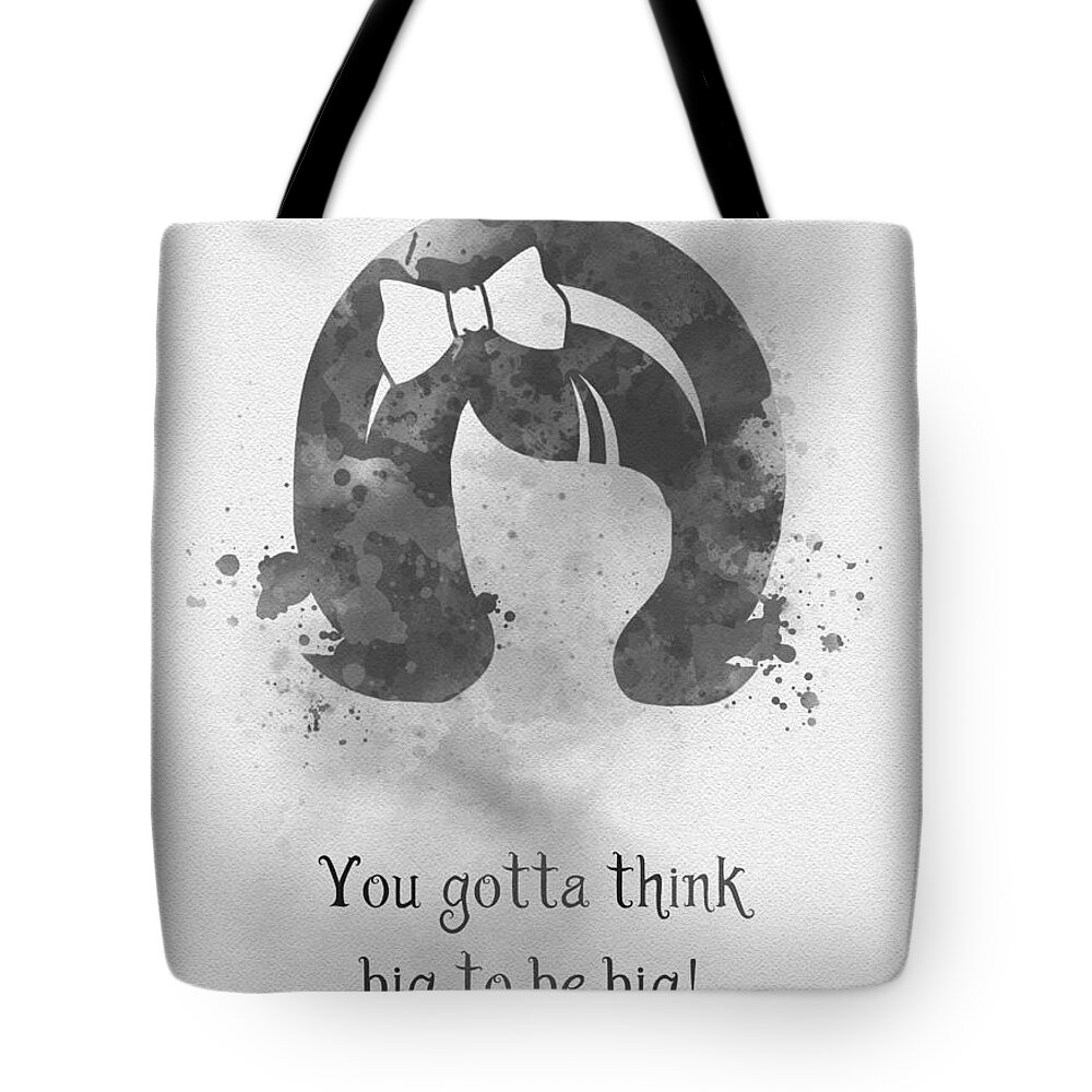 Hairspray Tote Bag featuring the mixed media You gotta think big to be big Black and White by My Inspiration