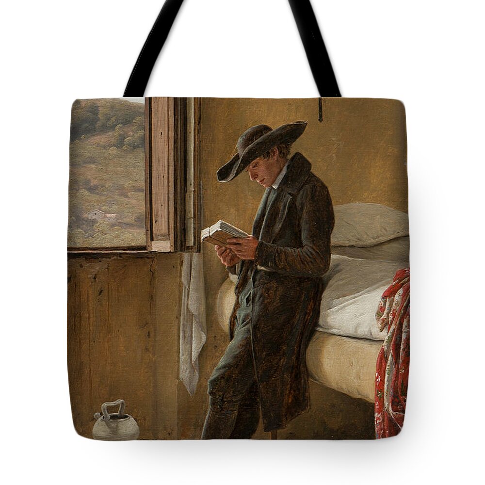 19th Century Art Tote Bag featuring the painting Young Clergyman Reading by Martinus Rorbye