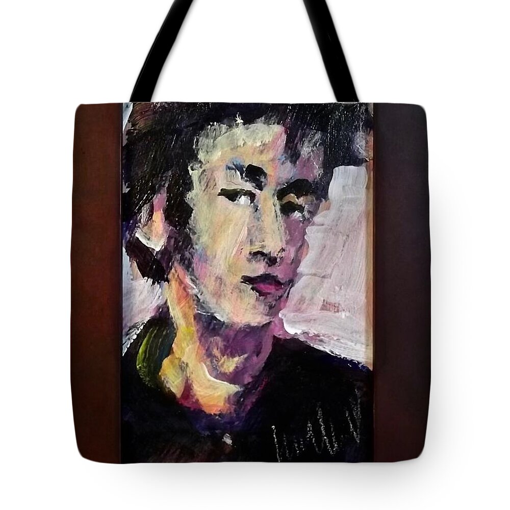 Painting Tote Bag featuring the painting Young Lennon by Les Leffingwell