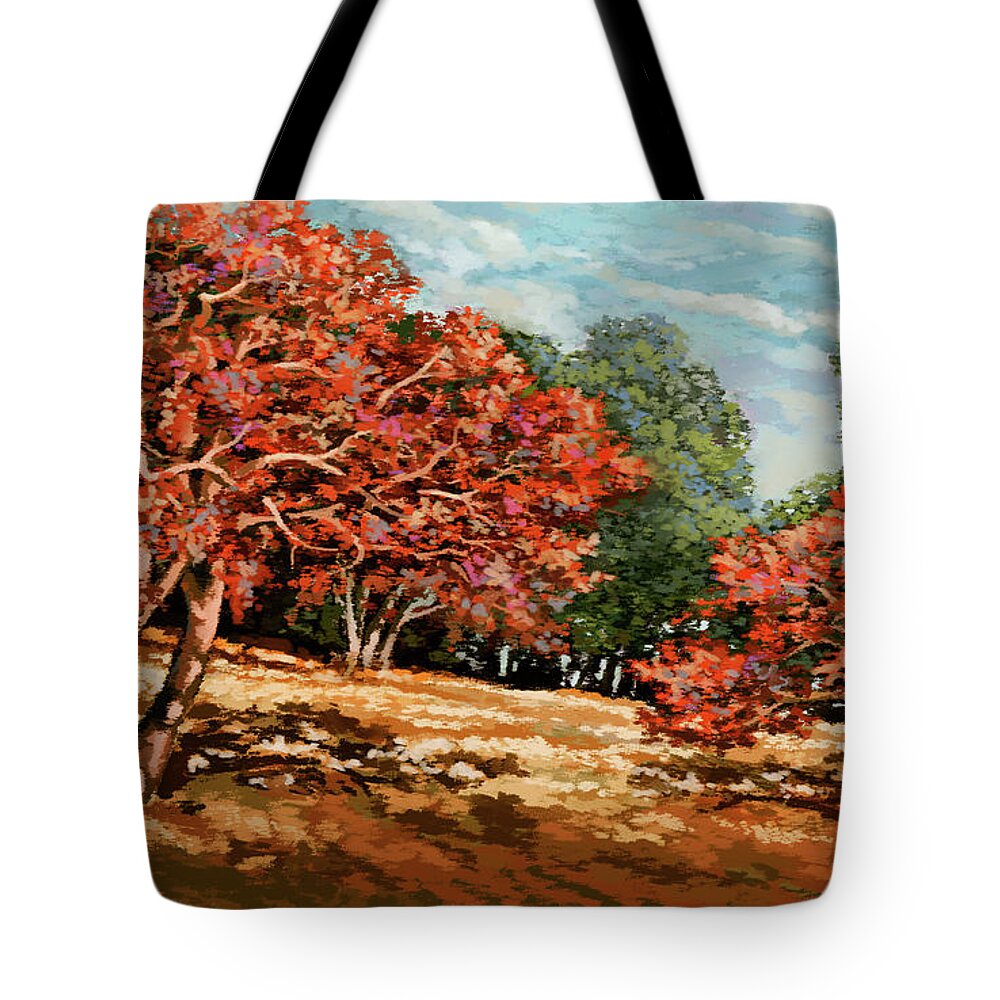 Oak Tote Bag featuring the painting Young oak shadows by Hans Neuhart