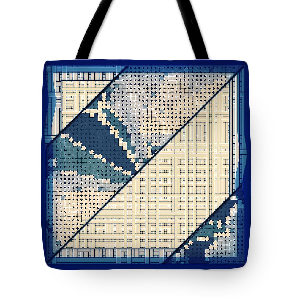 Blue Tote Bag featuring the digital art # 50 by Marko Sabotin