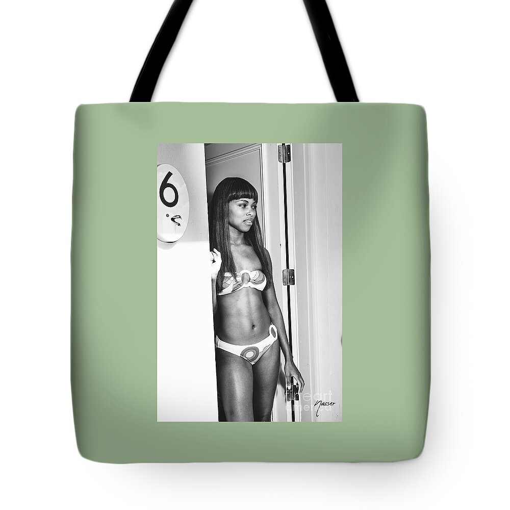 Sexy Girl Wall Art Tote Bag featuring the photograph 0759 Dominique at Cranes Beach House Delray Beach by Amyn Nasser