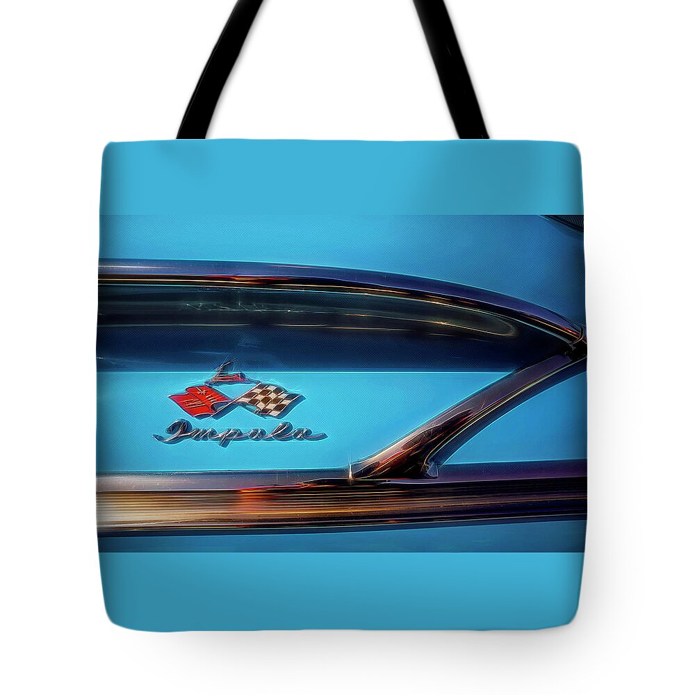58 Chevy Impala Tote Bag featuring the photograph 58 Chevy Impala #1 by ARTtography by David Bruce Kawchak