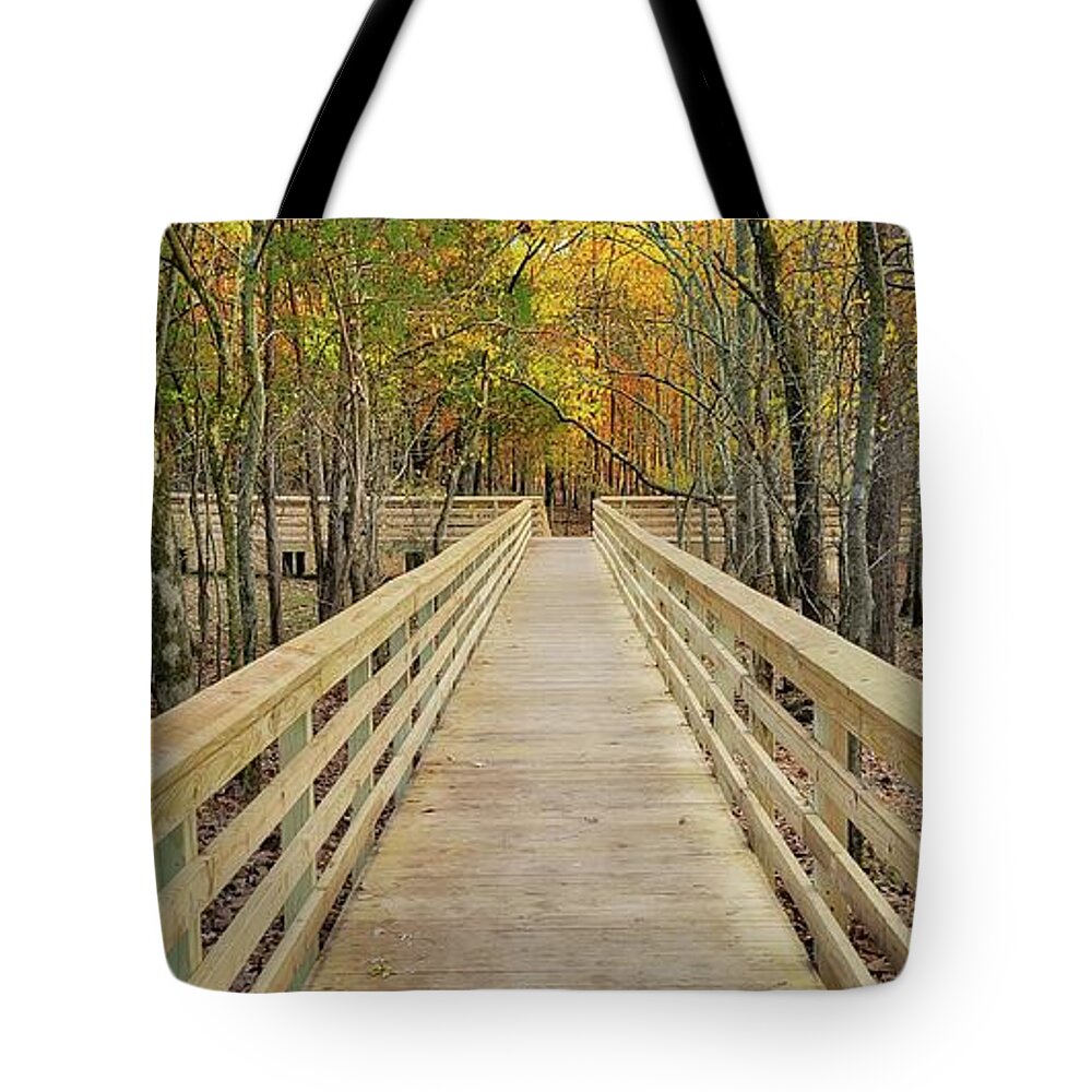 Nature Tote Bag featuring the photograph A Bridge Through the Forest #1 by Ally White