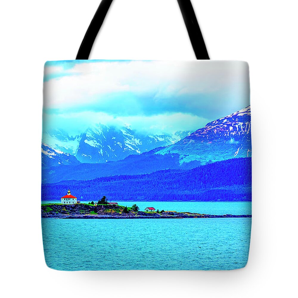 Inside Passage Tote Bag featuring the digital art Alaska Inside Passage by SnapHappy Photos