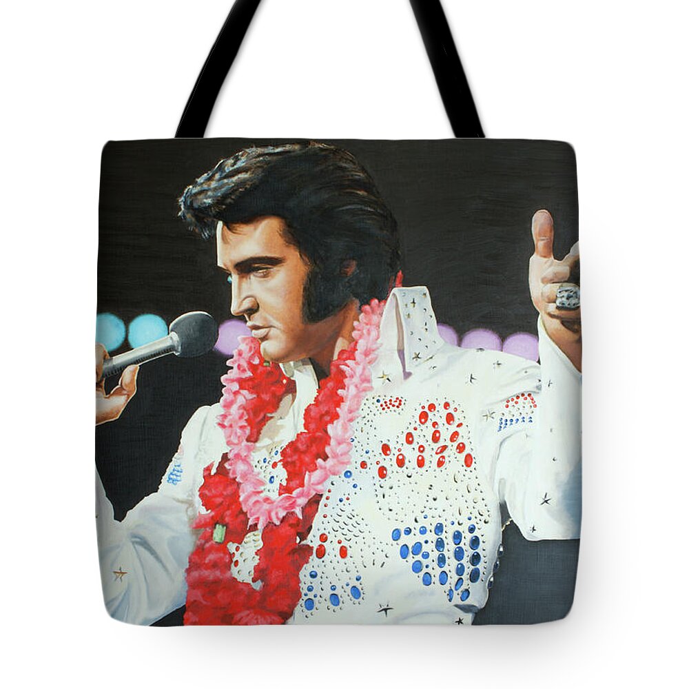Elvis Tote Bag featuring the painting Aloha from Hawaii #2 by Rob De Vries