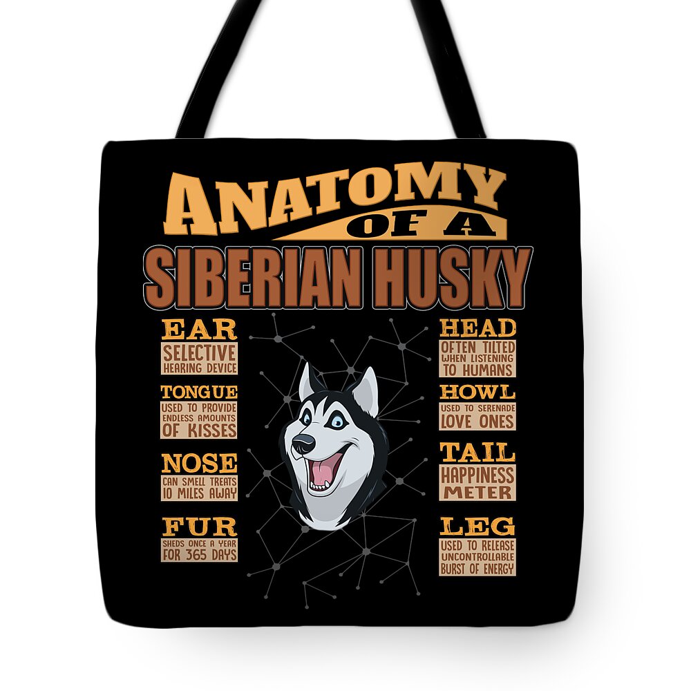 Anatomy Of A Siberian Husky #1 Tote Bag by Jose O - Fine Art America