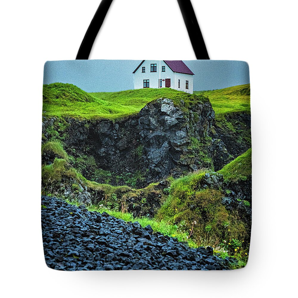 Celand Tote Bag featuring the photograph Arnarstapi House #1 by Tom Singleton