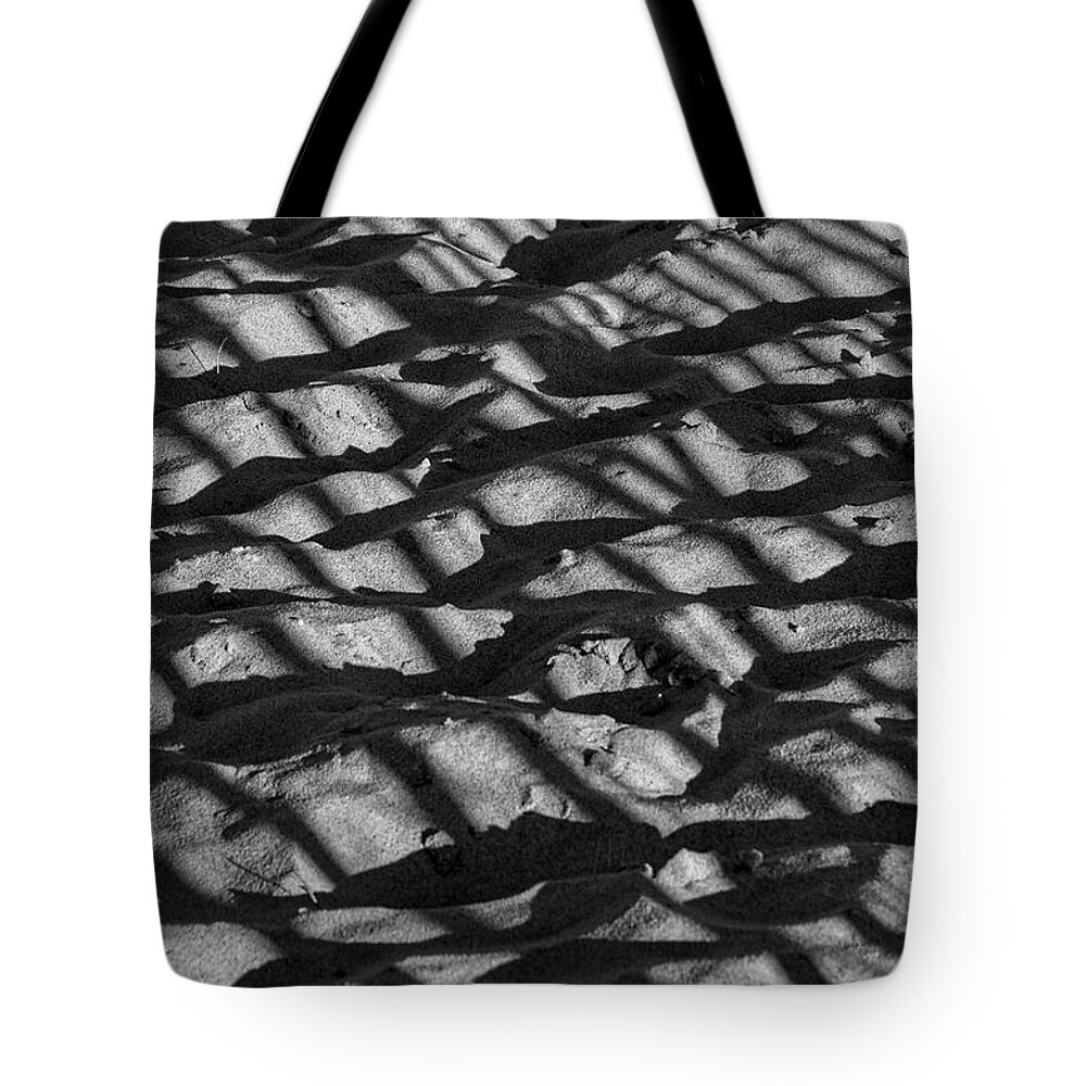 Sand Tote Bag featuring the photograph Beach Shadows #1 by Cathy Kovarik