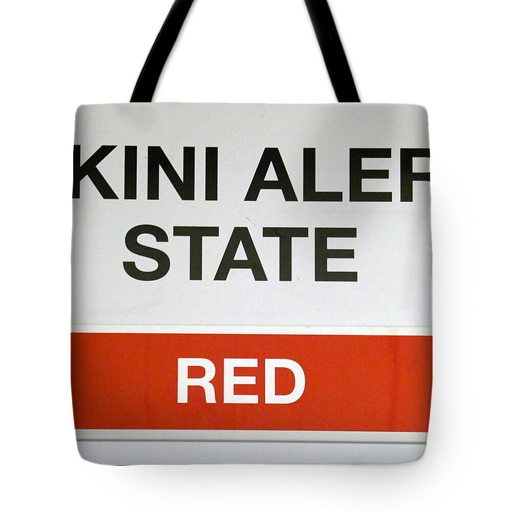 Nuclear Tote Bag featuring the photograph Bikini Alert State Red #1 by Ian Hutson