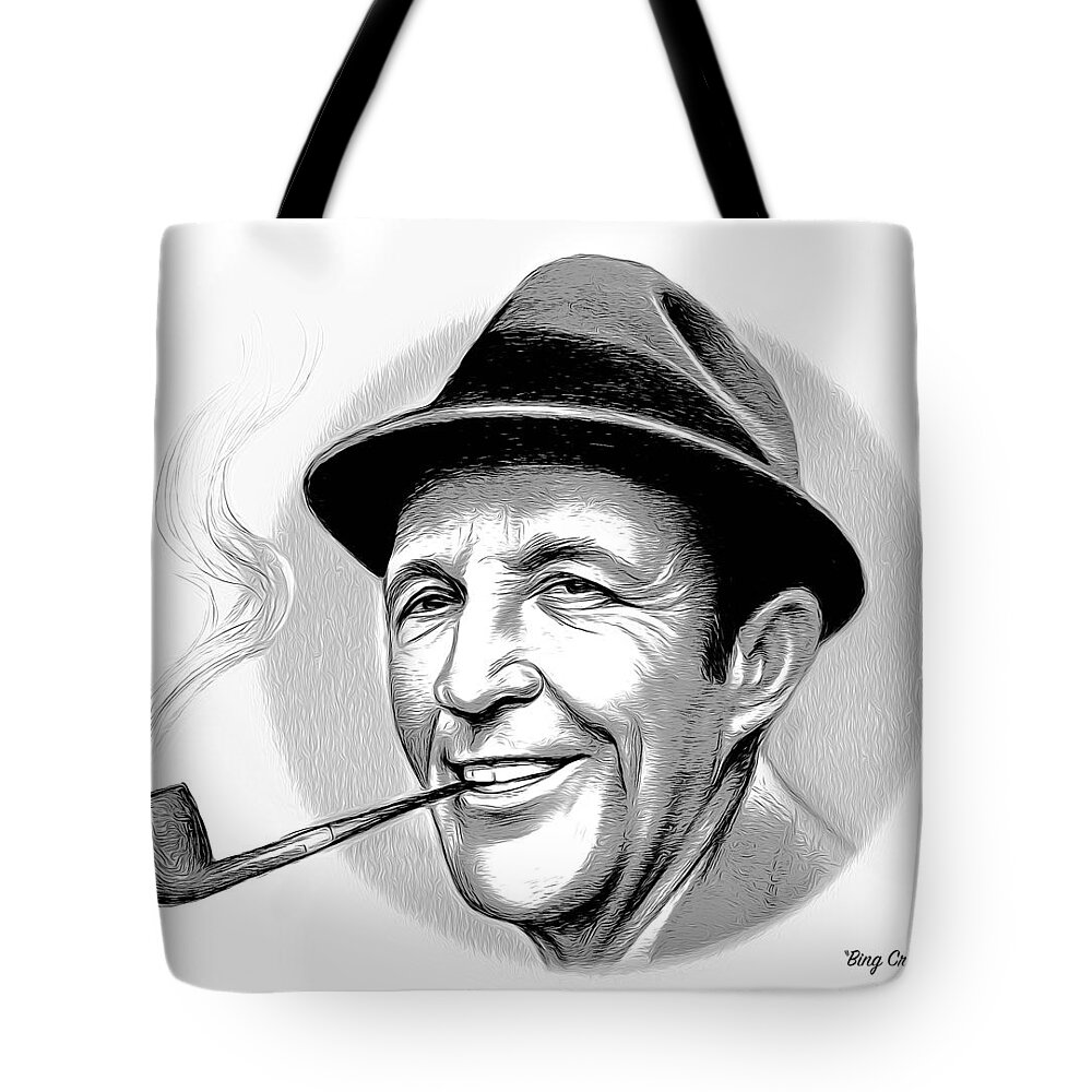 Bing Crosby Tote Bag featuring the mixed media Bing #1 by Greg Joens