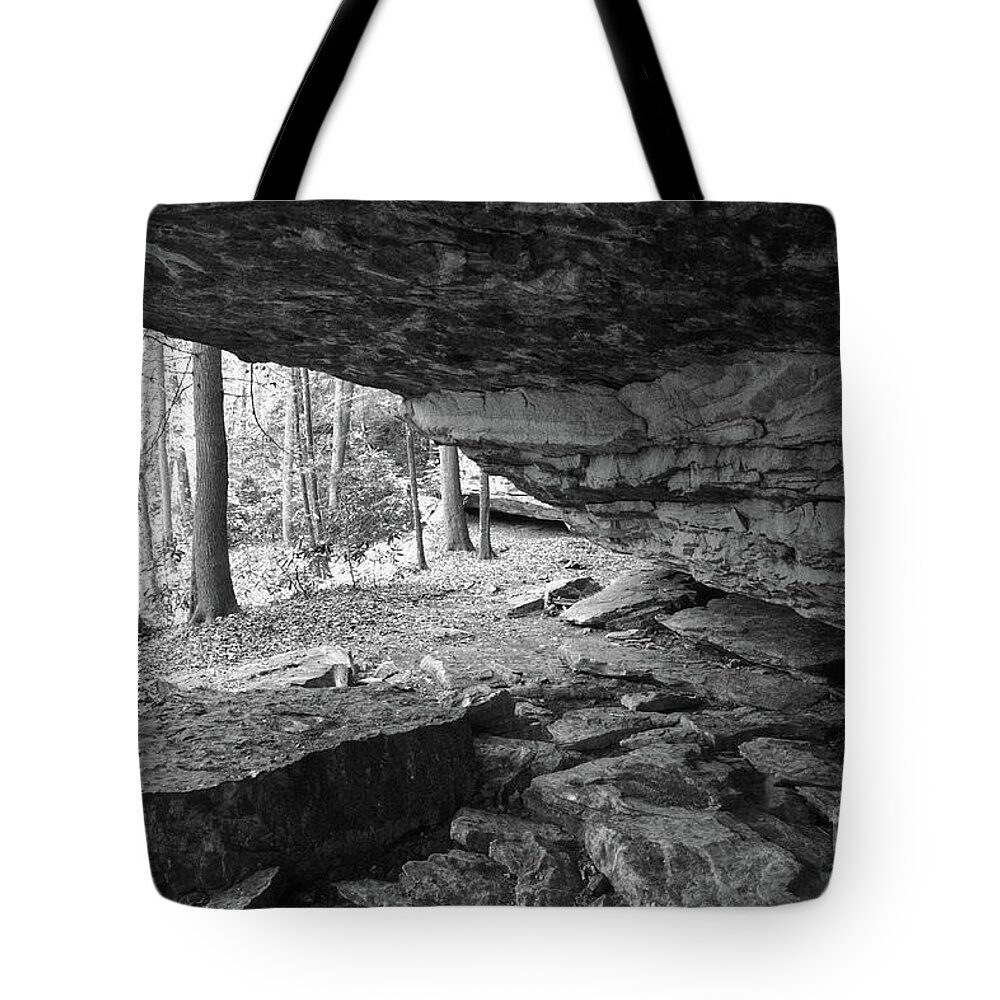 Tennessee Tote Bag featuring the photograph Black And White Cave by Phil Perkins