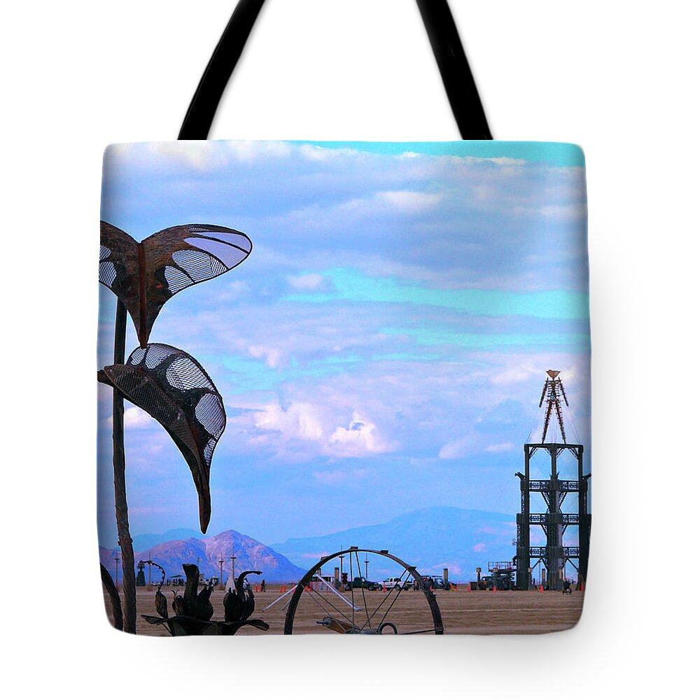 Desert Tote Bag featuring the photograph Black Rock Desert Inhabited by Carl Moore