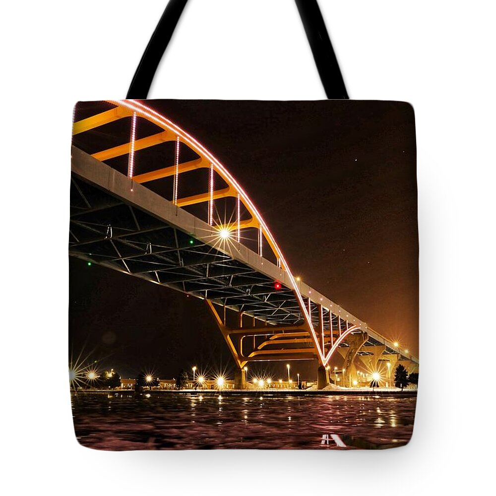 Horn Bridge Milwaukee Wi Wis Wisconsin Tote Bag featuring the photograph Bridge To Nowhere #1 by Windshield Photography