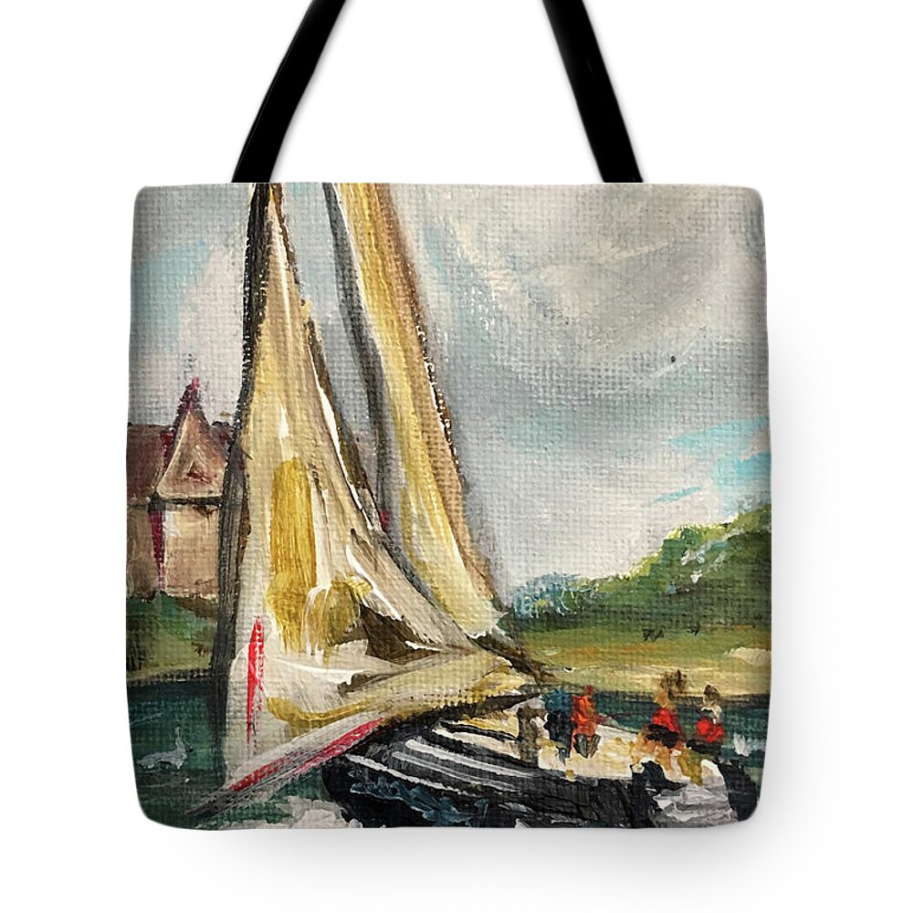 Cape Cod Tote Bag featuring the painting Cape Sailing by Roxy Rich