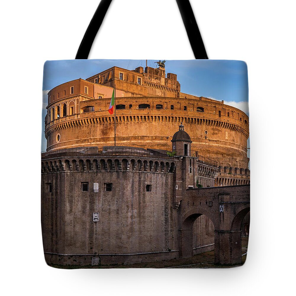 Castle Tote Bag featuring the photograph Castle of the Holy Angel at Sunset in Rome #1 by Artur Bogacki