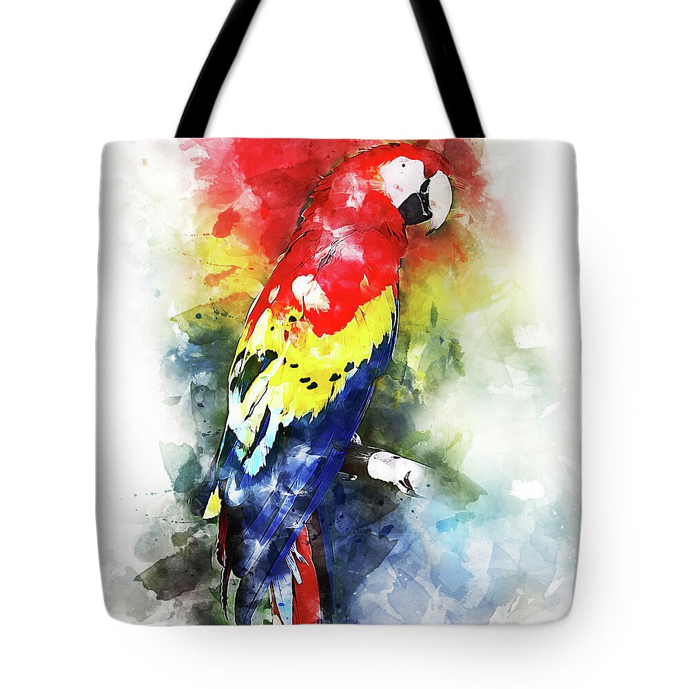 Exotic Bird Tote Bag featuring the painting Colorful Parrot - 26 #1 by AM FineArtPrints