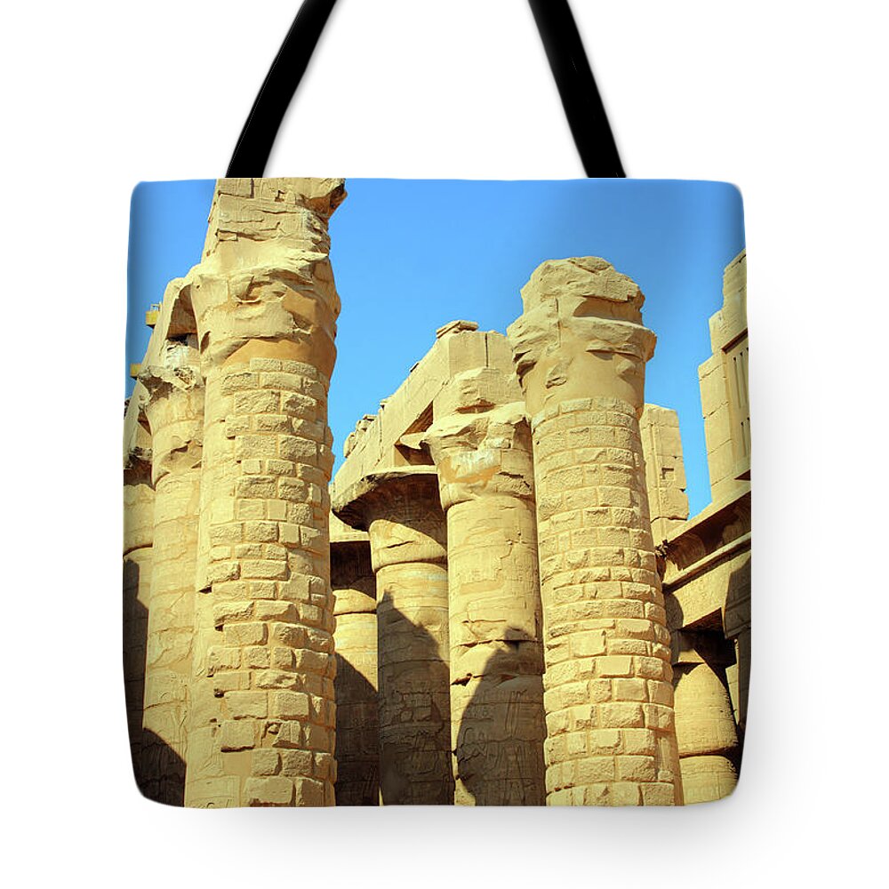 Egypt Tote Bag featuring the photograph Columns In Egypt Karnak Temple #1 by Mikhail Kokhanchikov