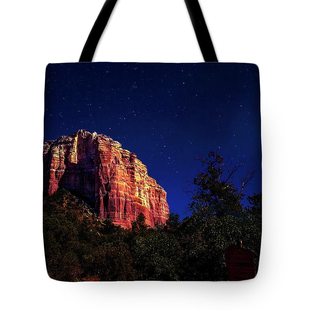  Tote Bag featuring the photograph Courthouse Rock under Full Moon #1 by Al Judge