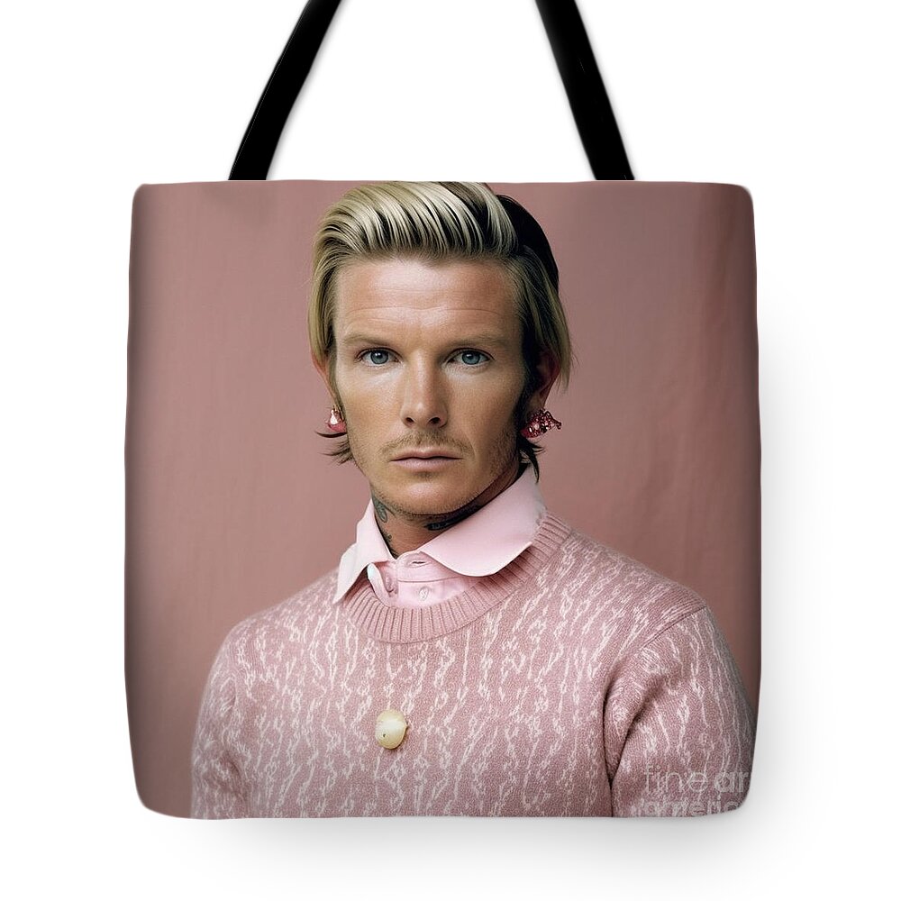 David Beckham As Nonbinary S Fashion Photog Art Tote Bag featuring the painting David Beckham as nonbinary s fashion photog by Asar Studios #1 by Celestial Images