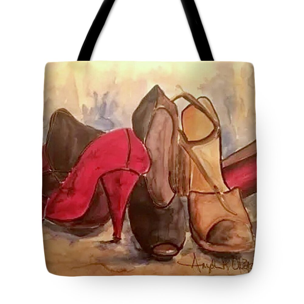  Tote Bag featuring the painting Dress shoes by Angie ONeal
