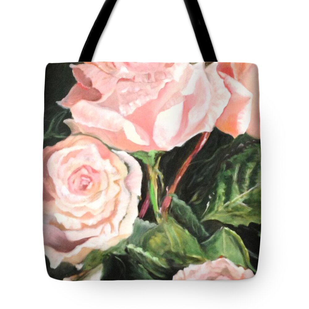 Pink Roses Tote Bag featuring the painting Elegant Dancer by Juliette Becker
