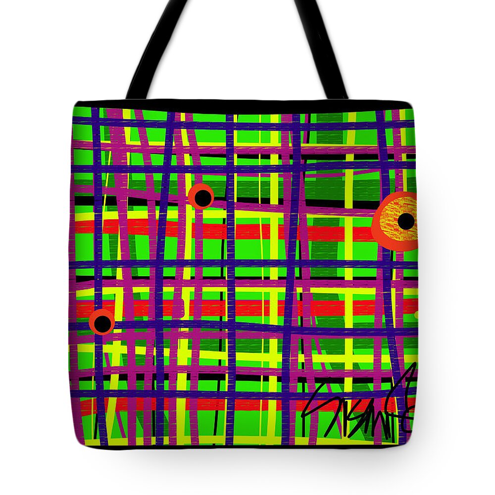 Plaid Tote Bag featuring the digital art Eyes on the Grid #2 by Susan Fielder
