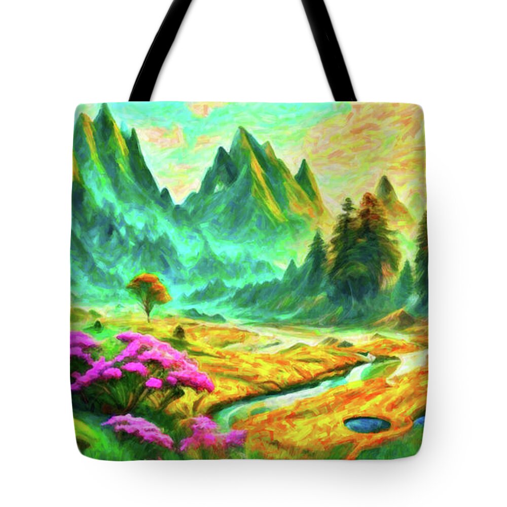 Watercolor Tote Bag featuring the painting The beauty of nature watercolor painting 10 by Digitly