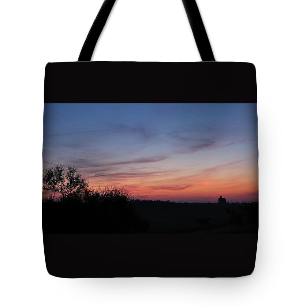 Landscape Tote Bag featuring the photograph Fictitious Sun by Karine GADRE