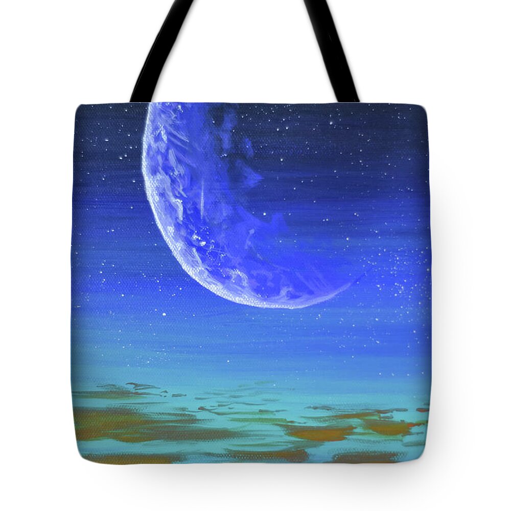 Sunrise Tote Bag featuring the painting Find Your Horizon - Fragment #1 by Ashley Wright