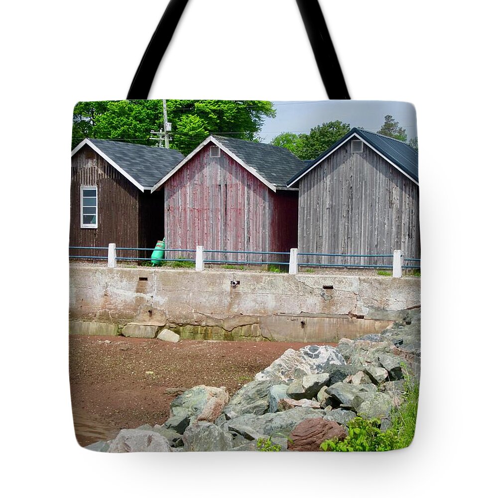 Sheds Tote Bag featuring the photograph Fishermen's Sheds #1 by Stephanie Moore