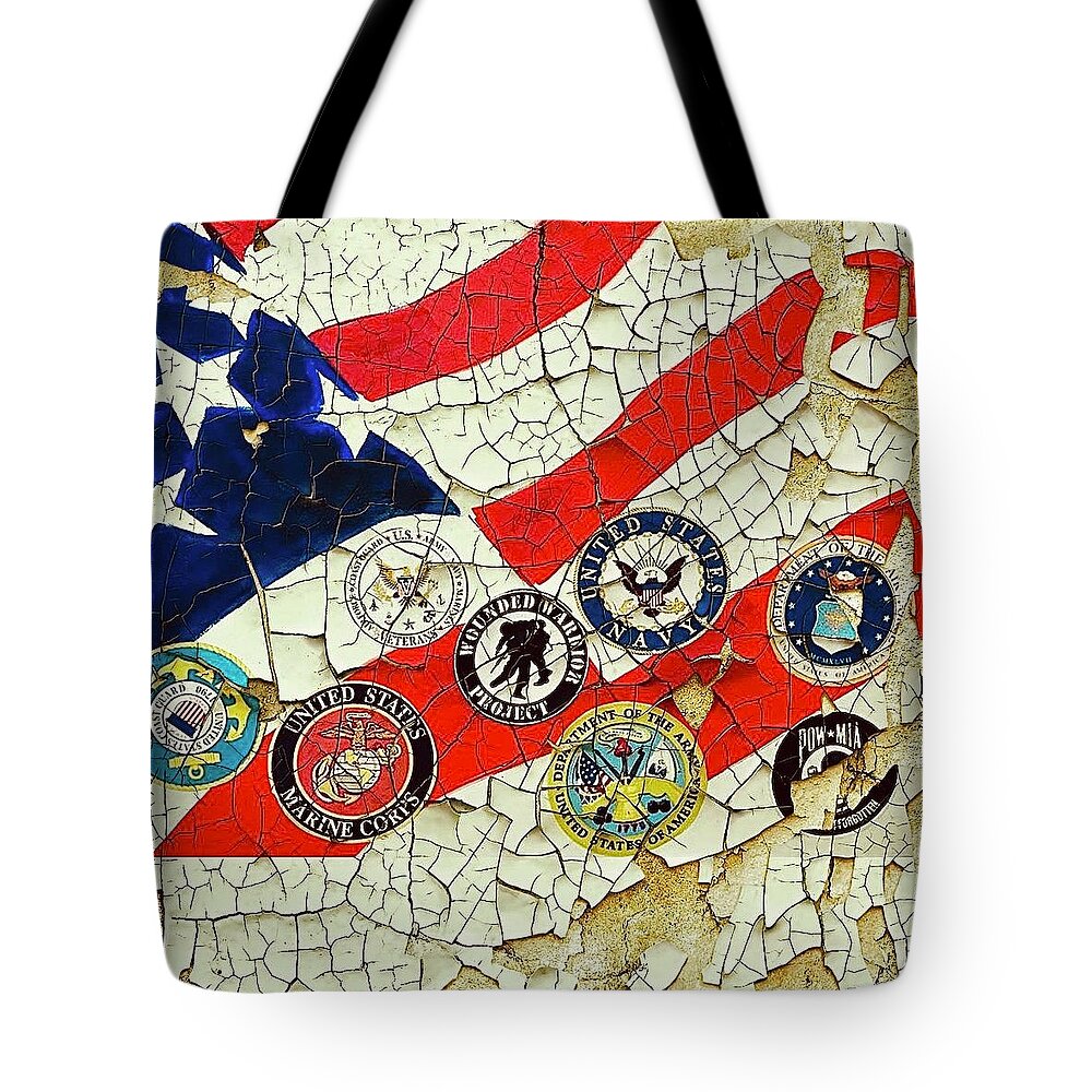  Tote Bag featuring the mixed media Flag #1 by Angie ONeal