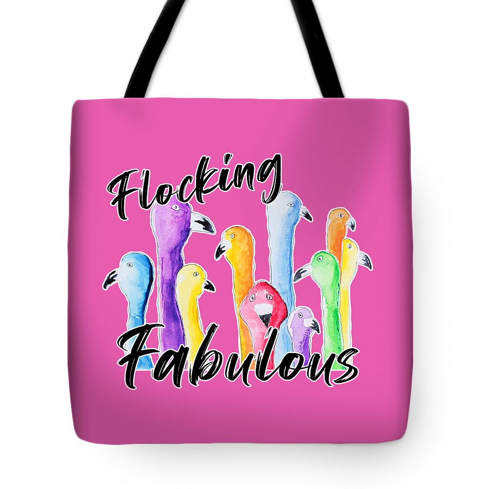 Flamingos Tote Bag featuring the painting Flocking Fabulous #1 by Bonny Puckett