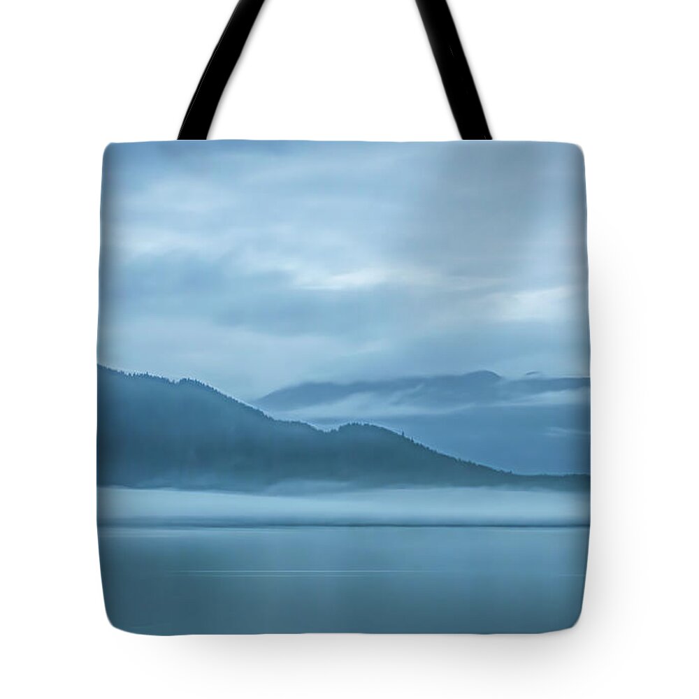 Alaska Tote Bag featuring the photograph Foggy Morning in Juneau by Marcy Wielfaert