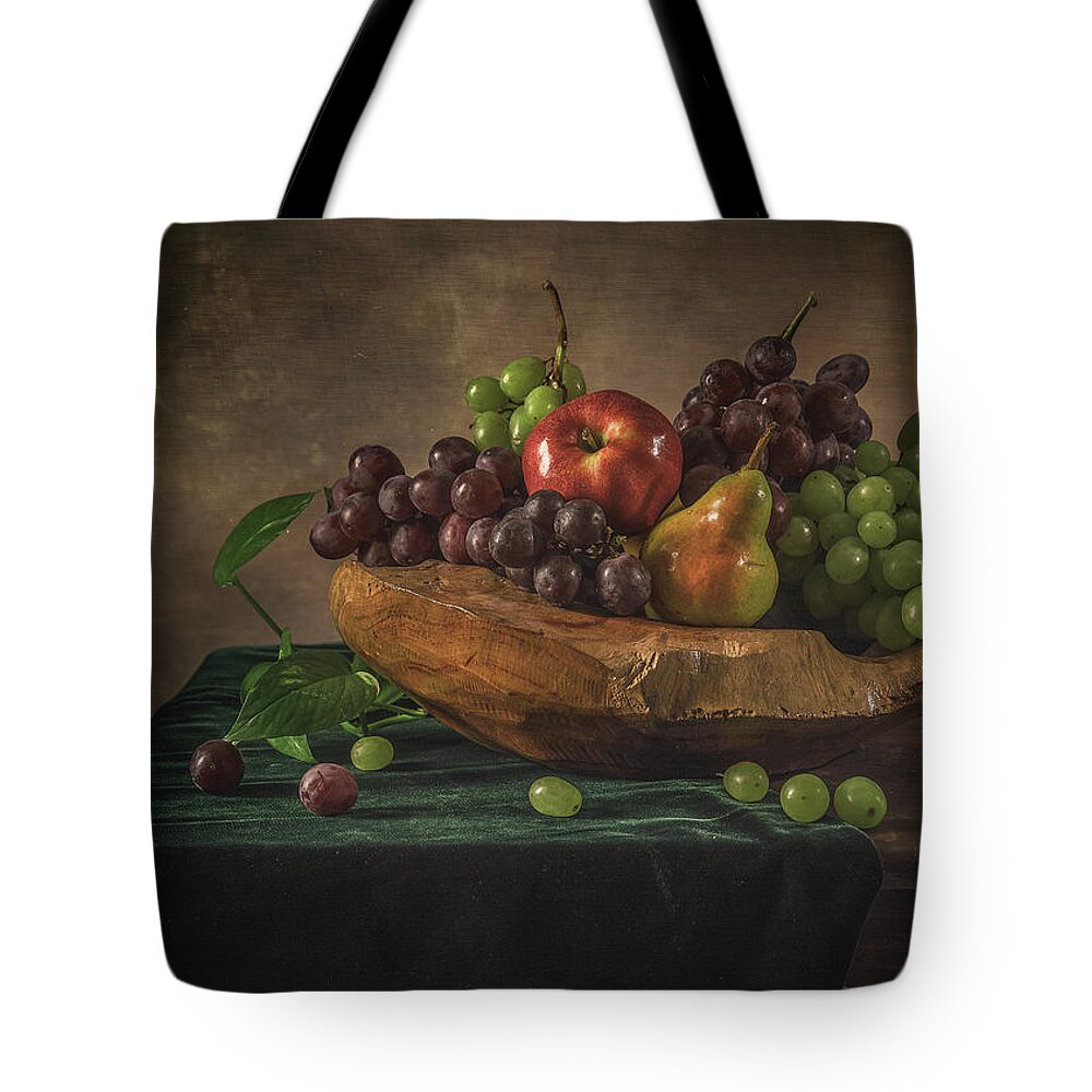 Still Life Tote Bag featuring the pyrography Fruits by Anna Rumiantseva