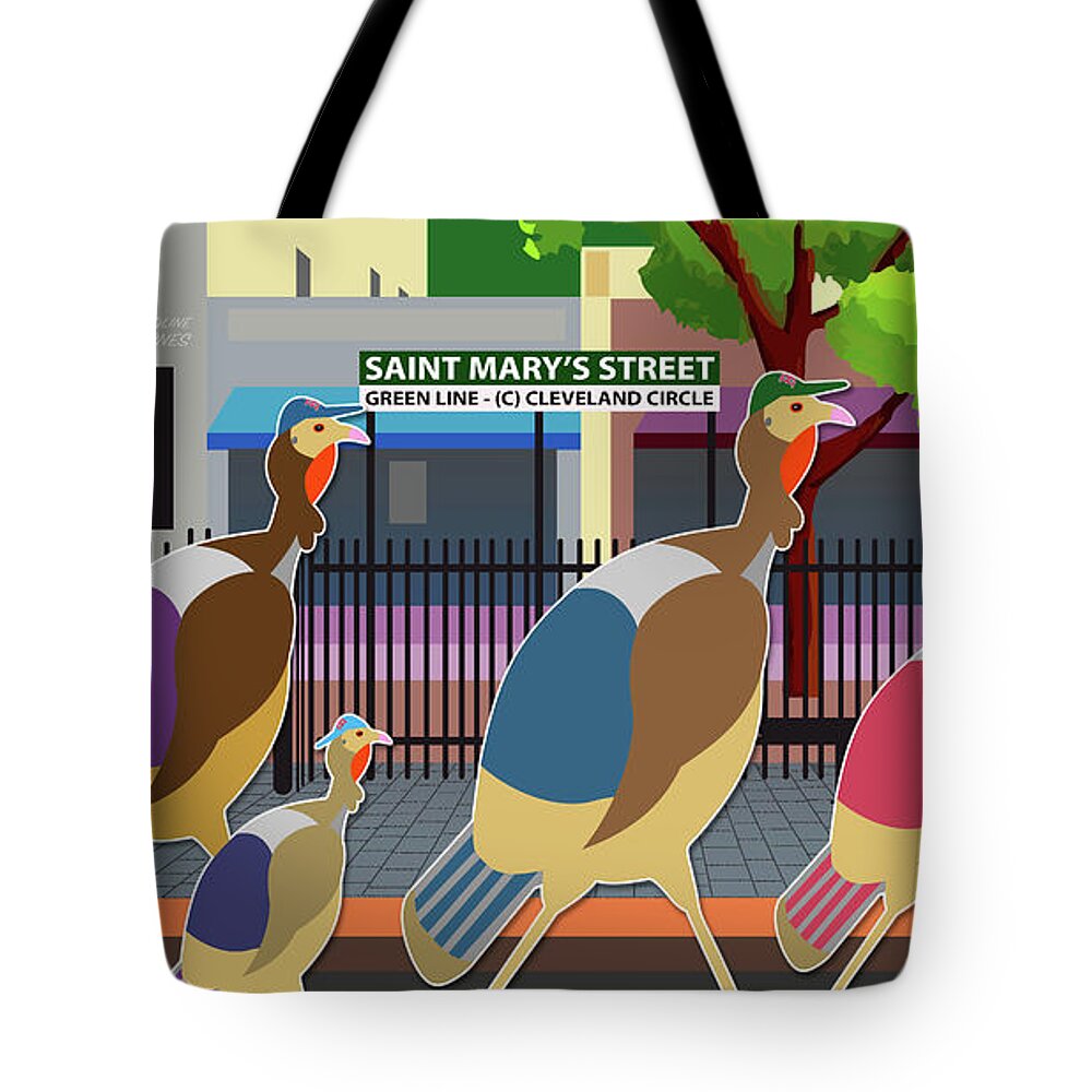 Boston Tote Bag featuring the digital art Game Day #1 by Caroline Barnes