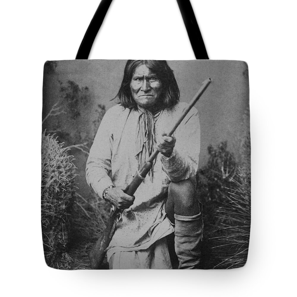 Geronimo Tote Bag featuring the photograph Geronimo - Black and White #2 by David Hinds