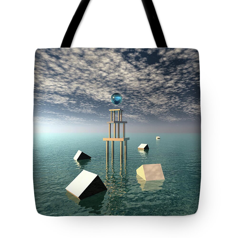 Clouds Tote Bag featuring the digital art Glowing Blue Orb by Phil Perkins