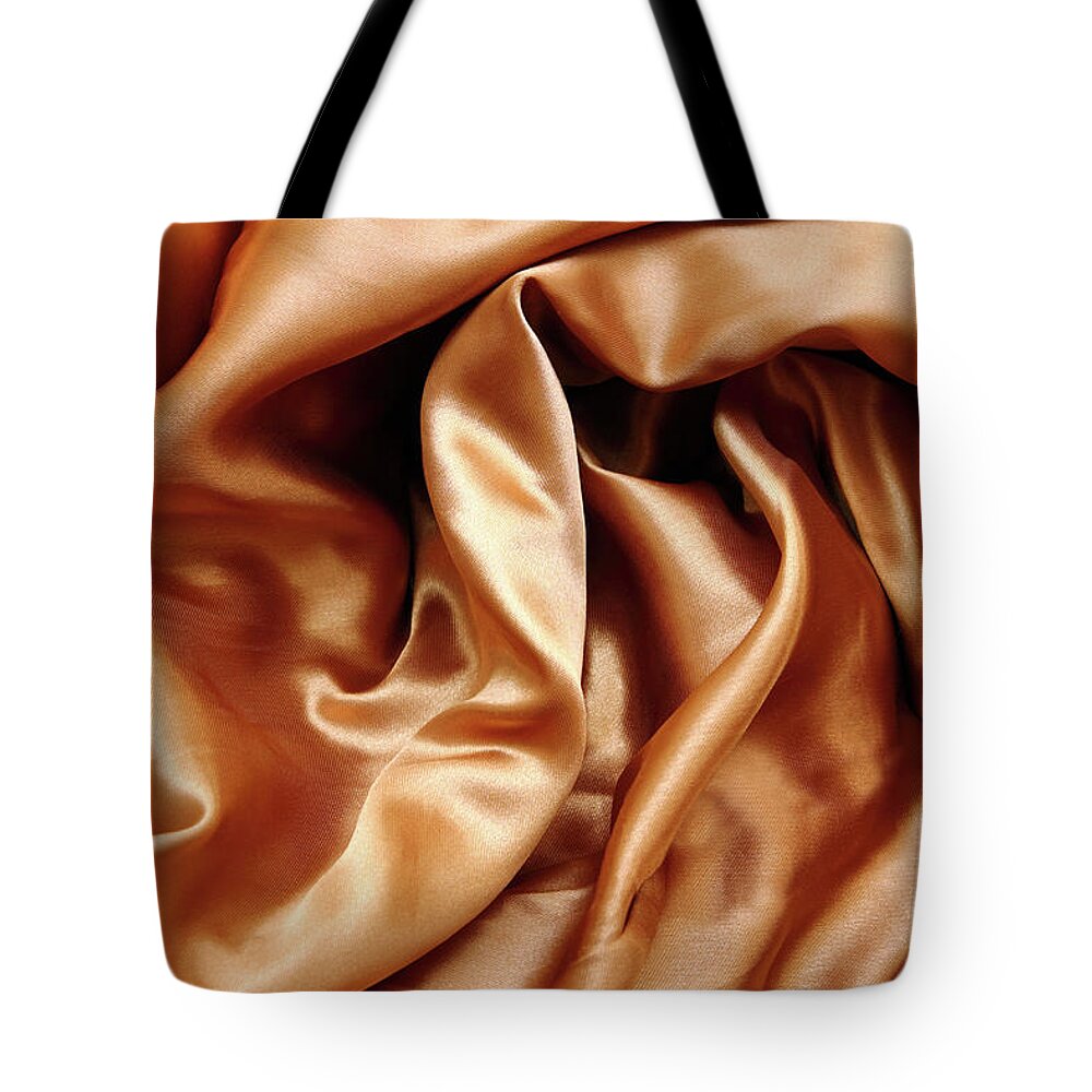 Background Tote Bag featuring the relief Gold Crumpled Silk Fabric #1 by Mikhail Kokhanchikov