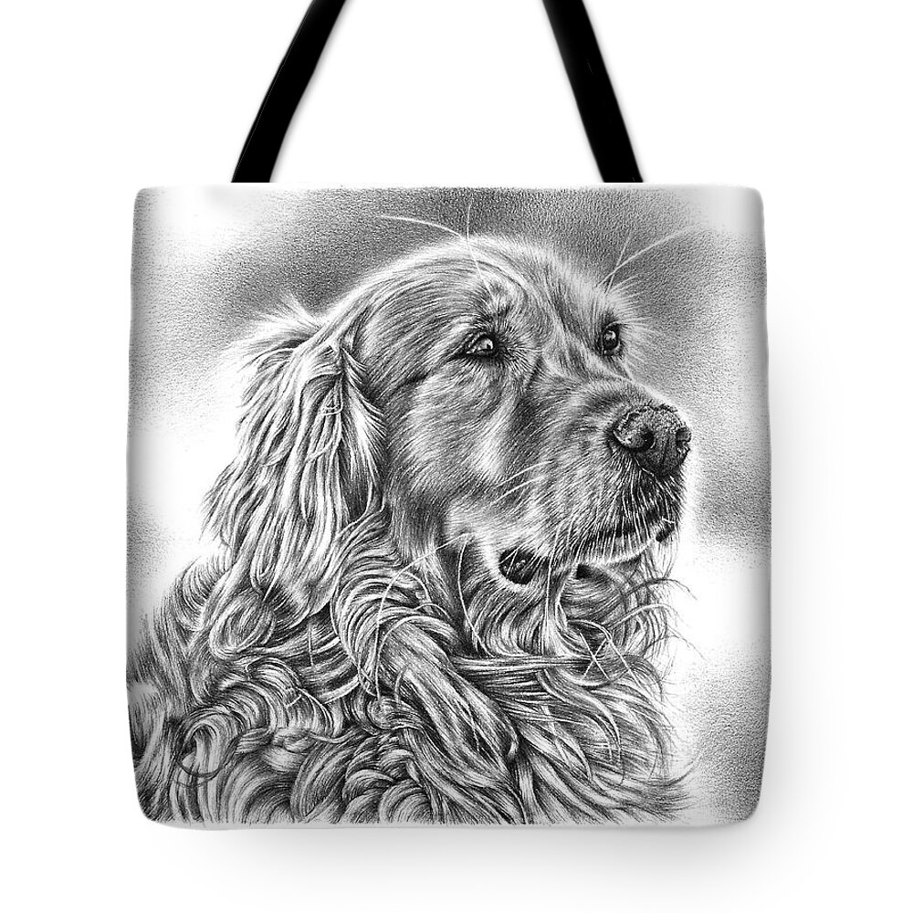 Golden Retriever Tote Bag featuring the drawing Golden Retriever #2 by Casey 'Remrov' Vormer