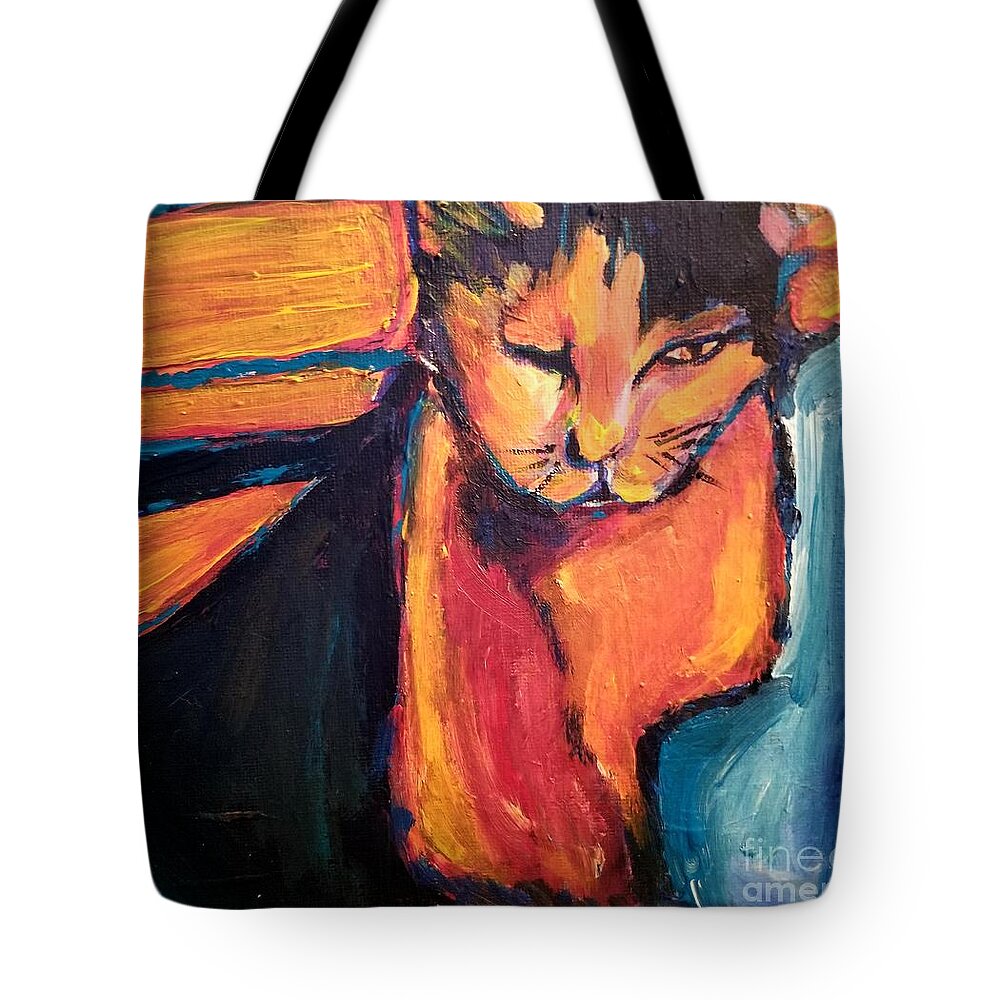 Cats Tote Bag featuring the mixed media Gone but not Forgotten #1 by Rabiah Seminole